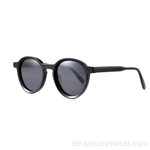 Frauen vintage runde polarisierte Farbtöne Acetat Sonnenbrille